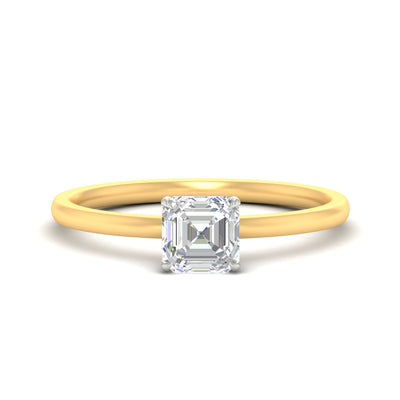 Asscher Cut Two Tone Comfort Fit Solitaire Diamond Ring