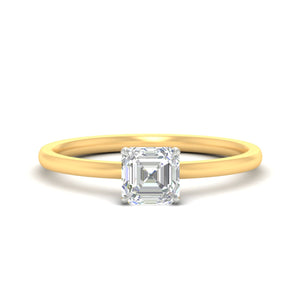 Asscher Cut Lab Grown Two Tone Forever Solitaire Ring