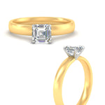 Load image into Gallery viewer, asscher-cut-two-tone-3-mm-comfort-fit-solitaire-ring-in-yellow-gold-fdens11590asrangle3-3.00mm-nl-yg?v=1758108316
