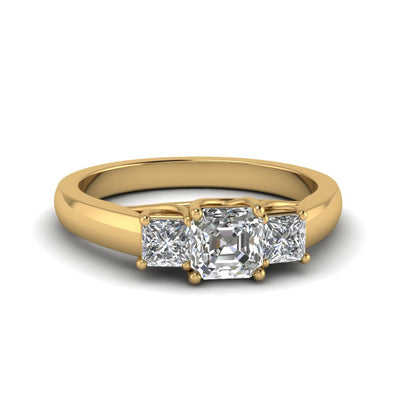 Asscher Cut Petite 3 Stone Engagement Ring