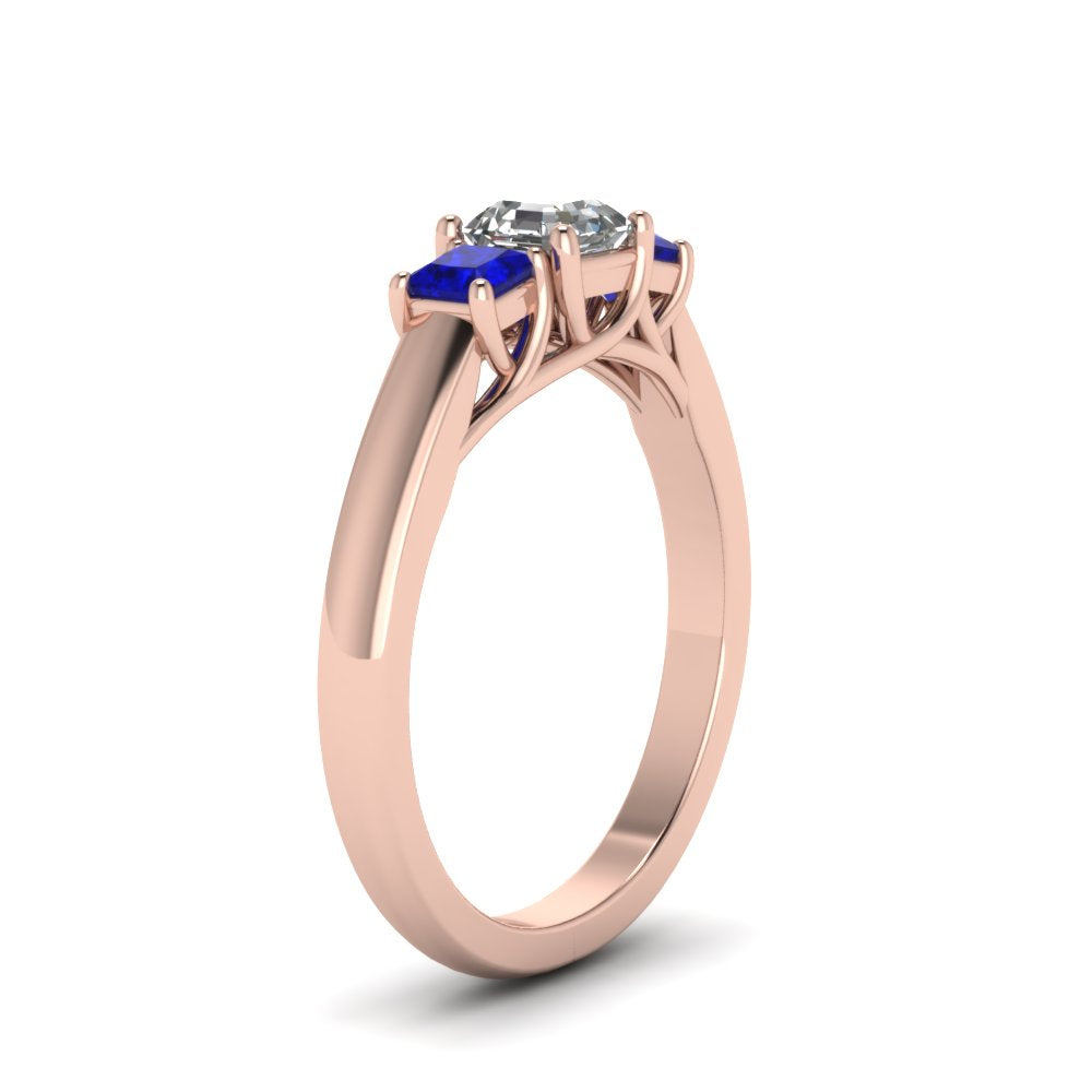 asscher-cut-u-prong-three-stone-diamond-engagement-ring-with-blue-sapphire-in-14K-rose-gold-FDENR578ASRGSABLANGLE2-NL-RG