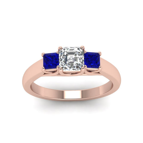 asscher-cut-u-prong-three-stone-diamond-engagement-ring-with-blue-sapphire-in-14K-rose-gold-FDENR578ASRGSABLANGLE5-NL-RG