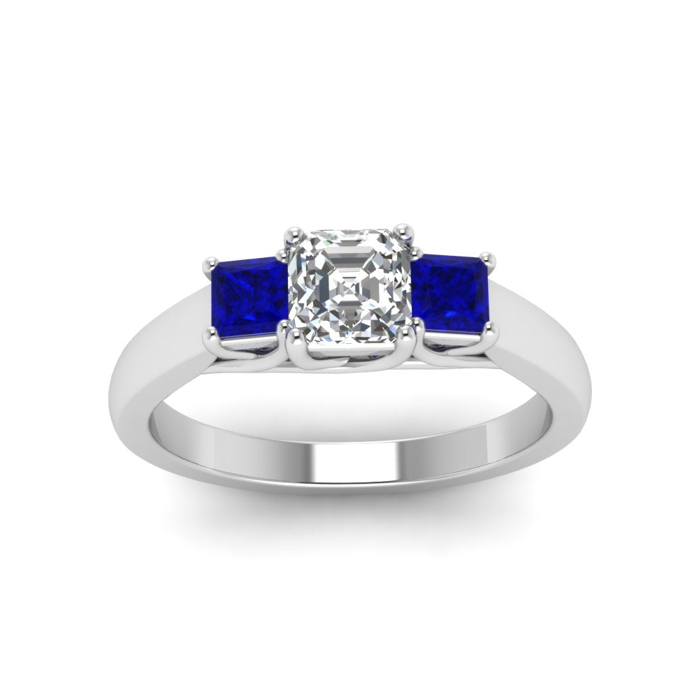 asscher-cut-u-prong-three-stone-diamond-engagement-ring-with-blue-sapphire-in-14K-white-gold-FDENR578ASRGSABLANGLE5-NL-WG