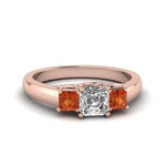 Load image into Gallery viewer, asscher-cut-u-prong-three-stone-diamond-engagement-ring-with-orange-sapphire-in-14K-rose-gold-FDENR578ASRGSAOR-NL-RG
