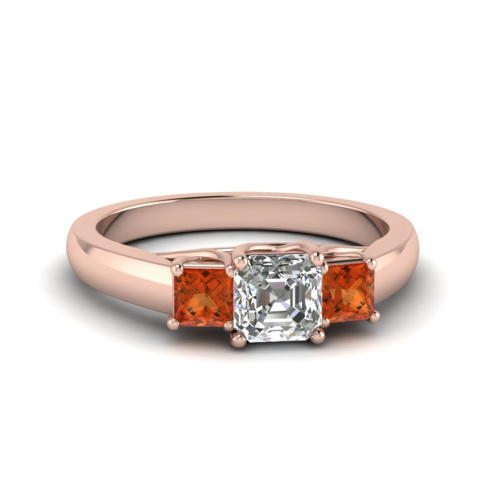 asscher-cut-u-prong-three-stone-diamond-engagement-ring-with-orange-sapphire-in-14K-rose-gold-FDENR578ASRGSAOR-NL-RG