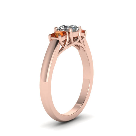 asscher-cut-u-prong-three-stone-diamond-engagement-ring-with-orange-sapphire-in-14K-rose-gold-FDENR578ASRGSAORANGLE2-NL-RG