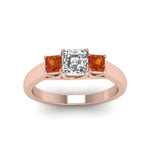 Load image into Gallery viewer, asscher-cut-u-prong-three-stone-diamond-engagement-ring-with-orange-sapphire-in-14K-rose-gold-FDENR578ASRGSAORANGLE5-NL-RG
