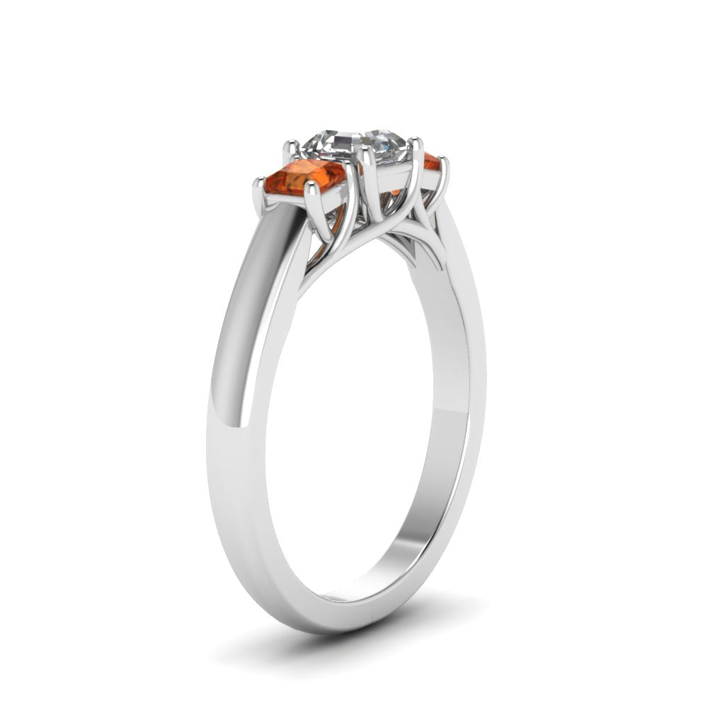 asscher-cut-u-prong-three-stone-diamond-engagement-ring-with-orange-sapphire-in-14K-white-gold-FDENR578ASRGSAORANGLE2-NL-WG