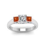 Load image into Gallery viewer, asscher-cut-u-prong-three-stone-diamond-engagement-ring-with-orange-sapphire-in-14K-white-gold-FDENR578ASRGSAORANGLE5-NL-WG
