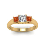 Load image into Gallery viewer, asscher-cut-u-prong-three-stone-diamond-engagement-ring-with-orange-sapphire-in-14K-yellow-gold-FDENR578ASRGSAORANGLE5-NL-YG
