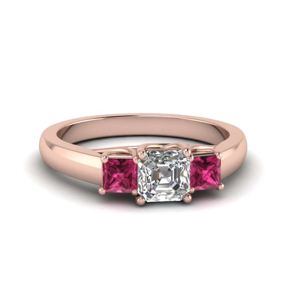 asscher-cut-u-prong-three-stone-diamond-engagement-ring-with-pink-sapphire-in-14K-rose-gold-FDENR578ASRGSADRPI-NL-RG