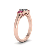 Load image into Gallery viewer, asscher-cut-u-prong-three-stone-diamond-engagement-ring-with-pink-sapphire-in-14K-rose-gold-FDENR578ASRGSADRPIANGLE2-NL-RG
