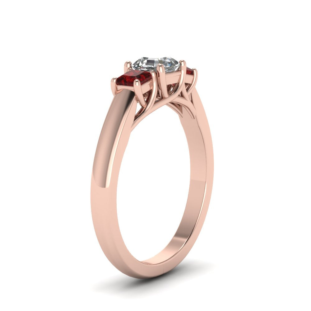 asscher-cut-u-prong-three-stone-diamond-engagement-ring-with-ruby-in-14K-rose-gold-FDENR578ASRGRUDRANGLE2-NL-RG