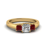Load image into Gallery viewer, asscher-cut-u-prong-three-stone-diamond-engagement-ring-with-ruby-in-14K-yellow-gold-FDENR578ASRGRUDR-NL-YG

