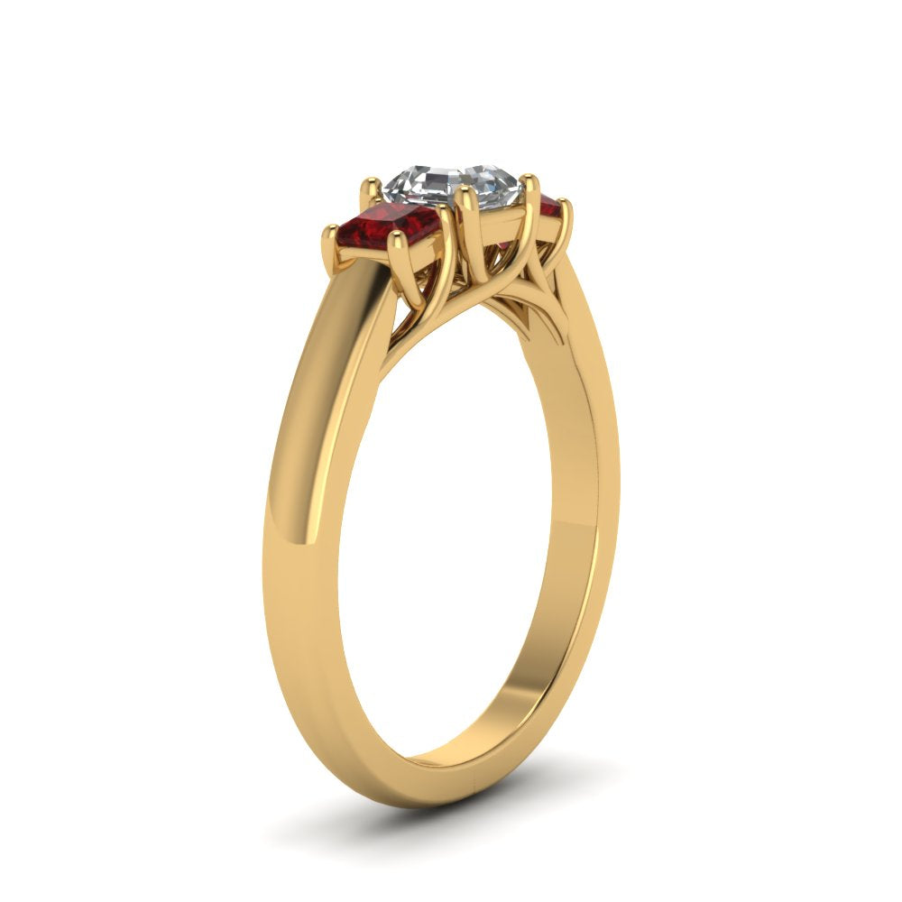 asscher-cut-u-prong-three-stone-diamond-engagement-ring-with-ruby-in-14K-yellow-gold-FDENR578ASRGRUDRANGLE2-NL-YG