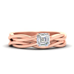 Load image into Gallery viewer, asscher-cut-vine-inspired-solitaire-bridal-ring-set-in-rose-gold-fdens8252assleep-nl-rg.jpg?v=1767084984