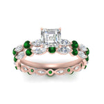 Load image into Gallery viewer, asscher-emerald-floating-marquise-accent-ring-with-eternity-wedding-band-in-rose-gold-FDEWB9398ASGEMGRANGLE5-NL-RG.jpg?v=1758802015
