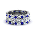 Load image into Gallery viewer, asscher-eternity-band-with-matching-baguette-and-round-with-blue-sapphire-in-18K-white-gold-FD8335BGSABL-NL-WG.jpg
