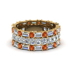 Load image into Gallery viewer, asscher-eternity-band-with-matching-baguette-and-round-with-orange-sapphire-in-18K-yellow-gold-FD8335BGSAOR-NL-YG.jpg
