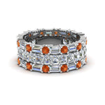 Load image into Gallery viewer, asscher-eternity-band-with-matching-baguette-and-round-with-orange-sapphire-in-950-platinum-FD8335BGSAOR-NL-WG.jpg
