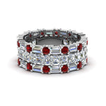 Load image into Gallery viewer, asscher-eternity-band-with-matching-baguette-and-round-with-ruby-in-950-platinum-FD8335BGRUDR-NL-WG.jpg
