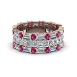 Load image into Gallery viewer, asscher-eternity-band-with-matching-baguette-and-round-with-with-pink-sapphire-in-14K-rose-gold-FD8335BGSADRPI-NL-RG.jpg
