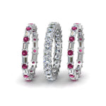 Load image into Gallery viewer, asscher-eternity-band-with-matching-baguette-and-round-with-with-pink-sapphire-in-14K-white-gold-FD8335BGSADRPI-NL-WG.jpg
