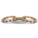 Load image into Gallery viewer, asscher-eternity-band-with-matching-baguette-and-round-with-with-pink-sapphire-in-14K-yellow-gold-FD8335BGSADRPI-NL-YG.jpg
