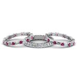 Load image into Gallery viewer, asscher-eternity-band-with-matching-baguette-and-round-with-with-pink-sapphire-in-18K-white-gold-FD8335BGSADRPI-NL-WG.jpg
