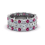Load image into Gallery viewer, asscher-eternity-band-with-matching-baguette-and-round-with-with-pink-sapphire-in-950-platinum-FD8335BGSADRPI-NL-WG.jpg
