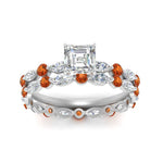 Load image into Gallery viewer, asscher-orange-sapphire-floating-marquise-accent-ring-with-eternity-wedding-band-in-white-gold-FDEWB9398ASGSAORANGLE5-NL-WG.jpg?v=1758801863
