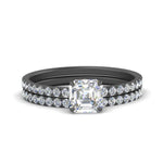 Load image into Gallery viewer, asscher-pave-wrap-wedding-ring-set-in-black-gold-in-FD9168ASANGLE3-NL-BG
