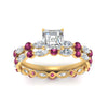 Load image into Gallery viewer, asscher-pink-sapphire-floating-marquise-accent-ring-with-eternity-wedding-band-in-yellow-gold-FDEWB9398ASGSADRPIANGLE5-NL-YG.jpg?v=1758801982