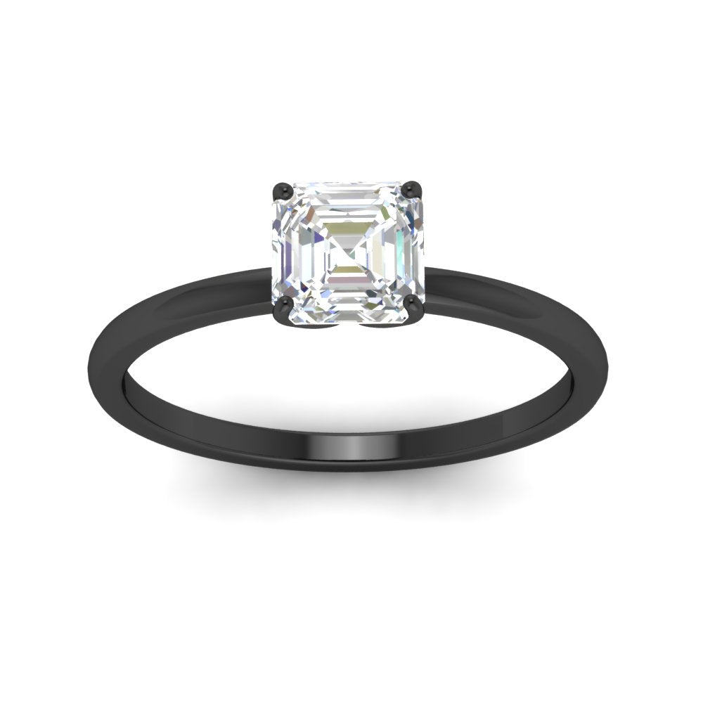 Asscher Solitaire Tulip Engagement Ring