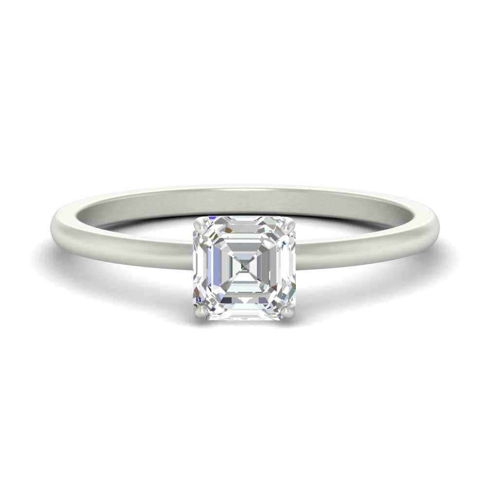 Asscher Solitaire Tulip Engagement Ring