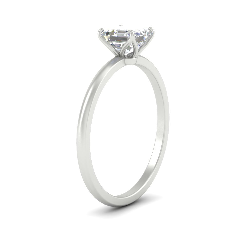 Asscher Solitaire Tulip Engagement Ring