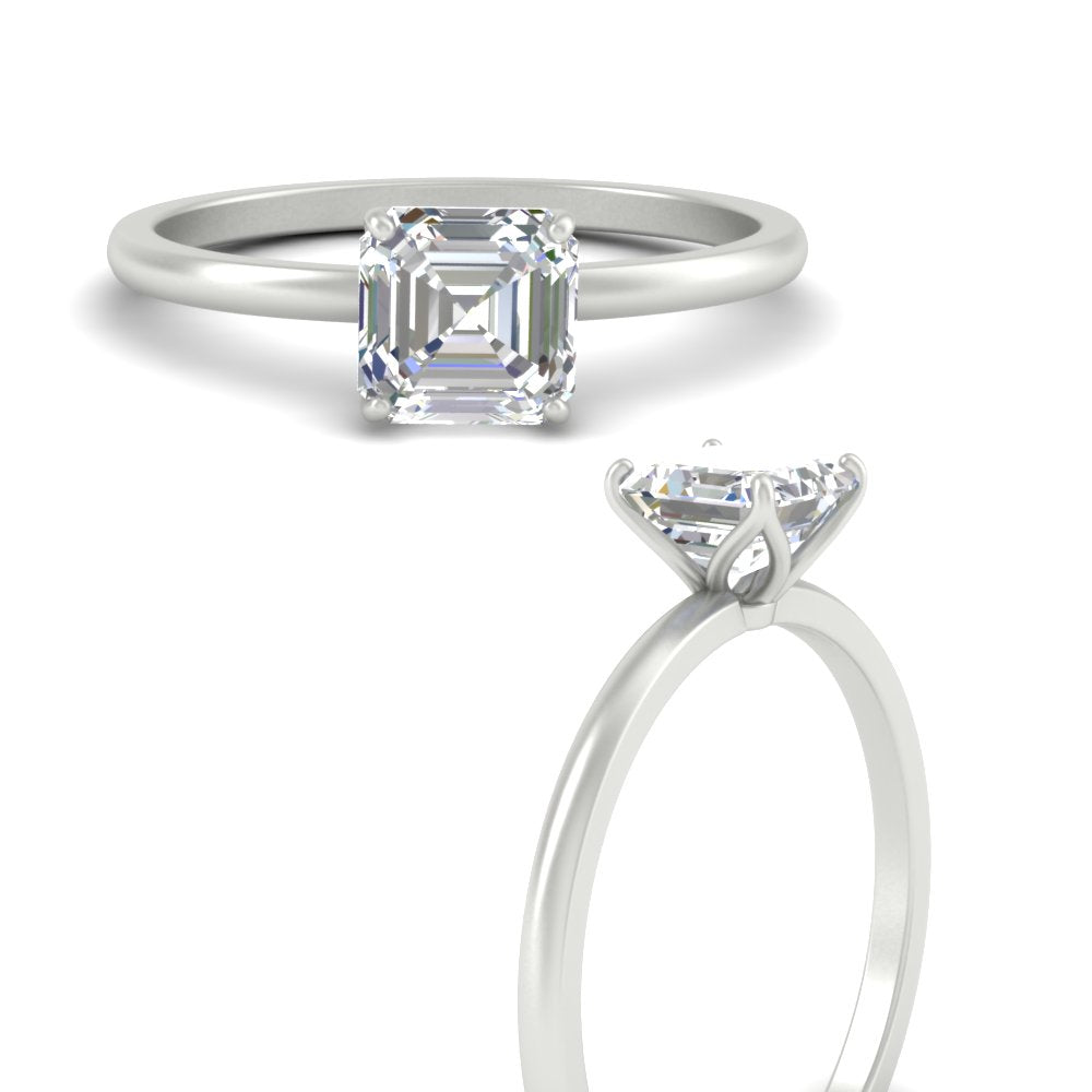 Asscher Solitaire Tulip Engagement Ring