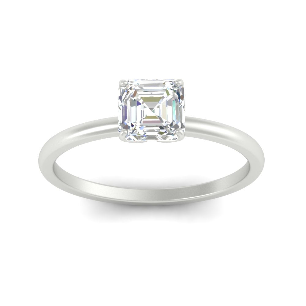 Asscher Solitaire Tulip Engagement Ring