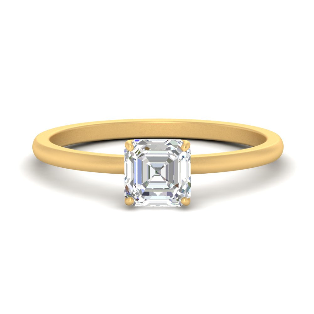 Asscher Solitaire Tulip Engagement Ring