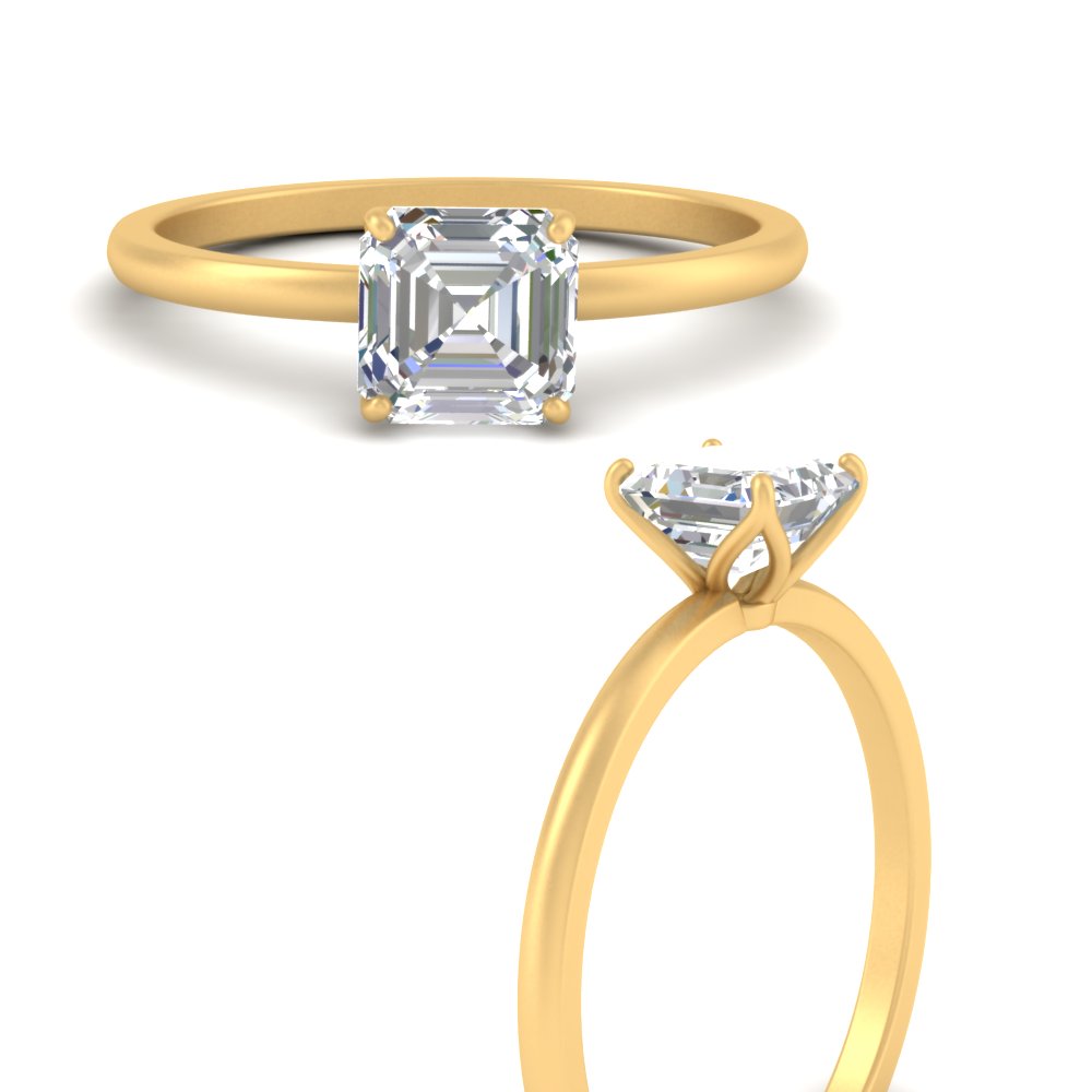 Asscher Solitaire Tulip Engagement Ring