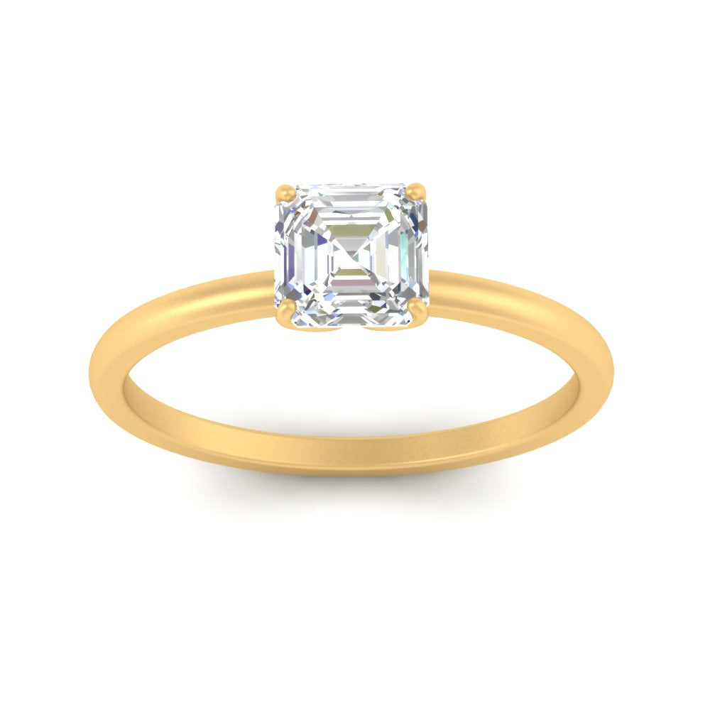 Asscher Solitaire Tulip Engagement Ring