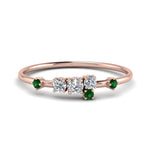 Load image into Gallery viewer, asymmetric-diamond-promise-ring-with-emerald-in-14K-rose-gold-FD8354RORGEMGR-NL-RG
