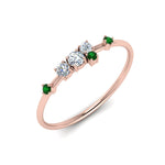 Load image into Gallery viewer, asymmetric-diamond-promise-ring-with-emerald-in-14K-rose-gold-FD8354RORGEMGR-NL-RG
