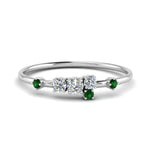 Load image into Gallery viewer, asymmetric-diamond-promise-ring-with-emerald-in-14K-white-gold-FD8354RORGEMGR-NL-WG
