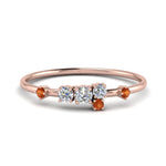 Load image into Gallery viewer, asymmetric-diamond-promise-ring-with-orange-sapphire-in-14K-rose-gold-FD8354RORGSAOR-NL-RG
