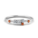Load image into Gallery viewer, asymmetric-diamond-promise-ring-with-orange-sapphire-in-14K-white-gold-FD8354RORGSAOR-NL-WG
