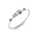 Load image into Gallery viewer, asymmetric-diamond-promise-ring-with-orange-sapphire-in-14K-white-gold-FD8354RORGSAOR-NL-WG
