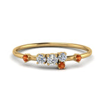 Load image into Gallery viewer, asymmetric-diamond-promise-ring-with-orange-sapphire-in-14K-yellow-gold-FD8354RORGSAOR-NL-YG
