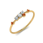 Load image into Gallery viewer, asymmetric-diamond-promise-ring-with-orange-sapphire-in-14K-yellow-gold-FD8354RORGSAOR-NL-YG
