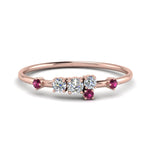 Load image into Gallery viewer, asymmetric-diamond-promise-ring-with-pink-sapphire-in-14K-rose-gold-FD8354RORGSADRPI-NL-RG
